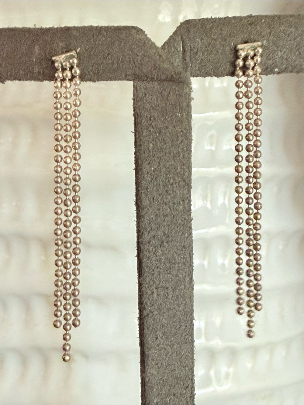 925 Sterling Silver Beaded Multi Strand Dangle Earrings